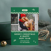 Frohe Weihnachten Retro Green Foto Personalisiert