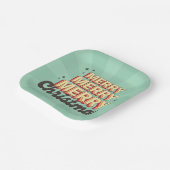 Frohe Weihnachten retro groovy 3D-Design-Text Pappteller (Gewinkelt)