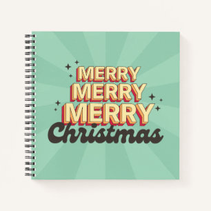 Frohe Weihnachten retro groovy Text saisonal Notizblock