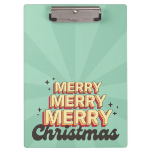 Frohe Weihnachten Retro Hippie-Text saisonal Klemmbrett