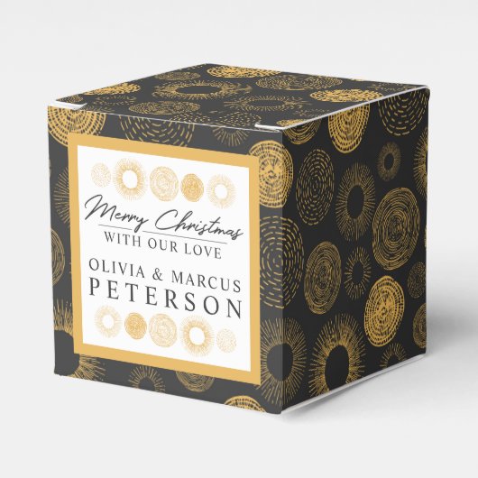 Frohe Weihnachten Retro Holiday Gold Burst Geschen Geschenkschachtel (Vorderseite)