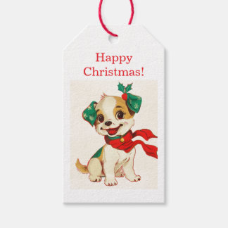 FROHE WEIHNACHTEN RETRO-HUND-GESCHENKETIKETT GESCHENKANHÄNGER