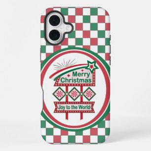 Frohe Weihnachten Retro-Marquee – Freude der Welt iPhone 16 Plus Hülle