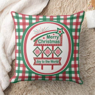 Frohe Weihnachten Retro-Marquee – Freude der Welt Kissen