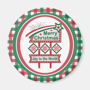 Frohe Weihnachten Retro-Marquee – Freude der Welt Magnet