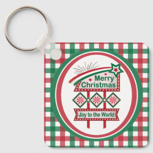 Frohe Weihnachten Retro-Marquee – Freude der Welt Schlüsselanhänger
