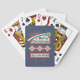 Frohe Weihnachten Retro-Marquee – Freude der Welt Spielkarten