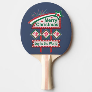 Frohe Weihnachten Retro-Marquee – Freude der Welt Tischtennis Schläger