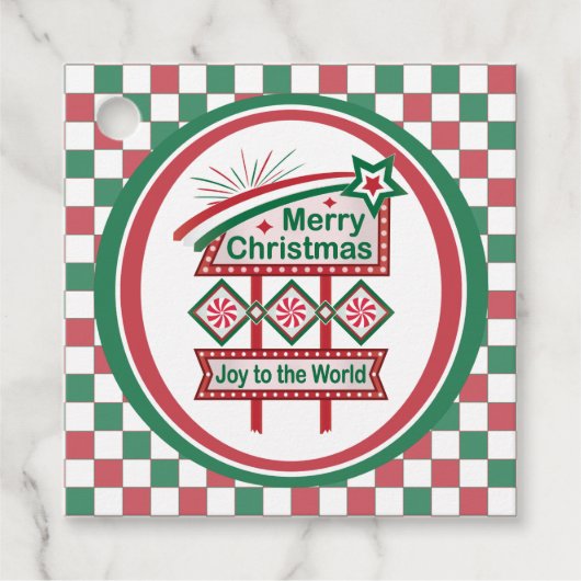 Frohe Weihnachten Retro Marquee - Freude für die W Geschenkanhänger (Vorderseite)