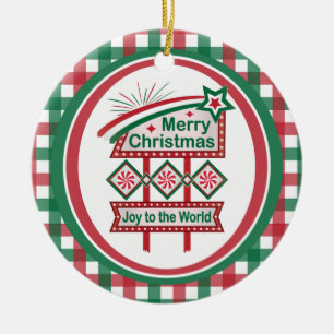 Frohe Weihnachten Retro Marquee - Freude für die W Keramik Ornament