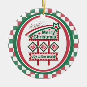 Frohe Weihnachten Retro Marquee - Freude für die W Keramik Ornament