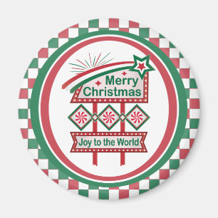 Frohe Weihnachten Retro Marquee - Freude für die W Magnet