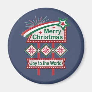 Frohe Weihnachten Retro Marquee - Freude für die W Magnet