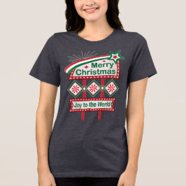 Frohe Weihnachten Retro Marquee - Freude für die W Tri-Blend Shirt