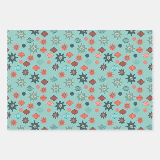 Frohe Weihnachten Retro Mitte Jahrhundert Moderne Geschenkpapier Set (Vorderseite 3)