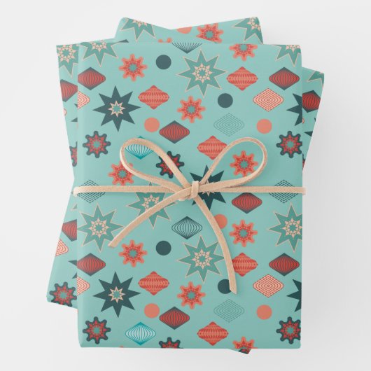 Frohe Weihnachten Retro Mitte Jahrhundert Moderne Geschenkpapier Set (Beispiel)