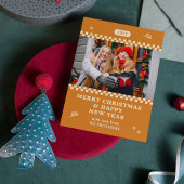 Frohe Weihnachten Retro Orange Foto Personalisiert