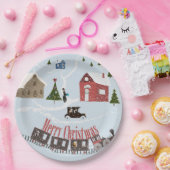 Frohe Weihnachten, Retro Pappteller (Party)