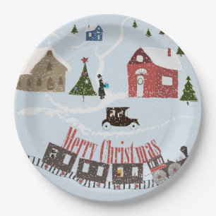 Frohe Weihnachten, Retro Pappteller