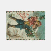 Frohe Weihnachten - Retro-Postkarte, Kinder, Stech Fleecedecke (Vorderseite (Horizontal))