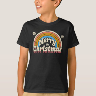 Frohe Weihnachten Retro Regenbogen Truck T-Shirt