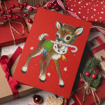 Frohe Weihnachten | Retro Rentier Candy Cane<br><div class="desc">Frohe Weihnachten | Retro Rentier Candy Cane</div>