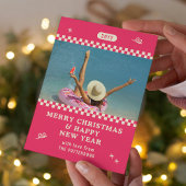 Frohe Weihnachten Retro Rosa Foto Personalisiert