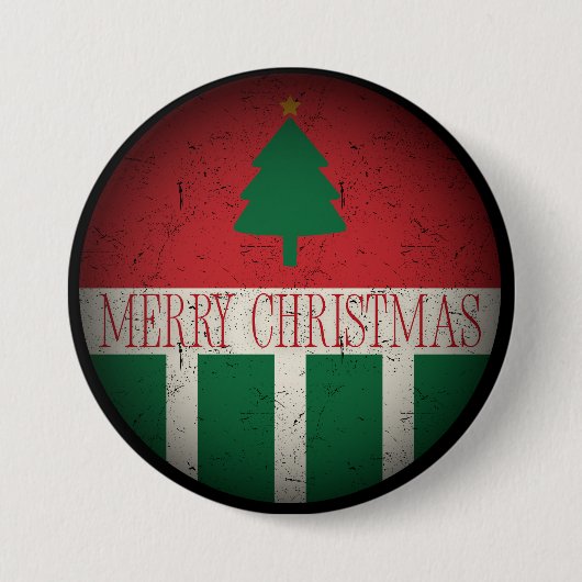Frohe Weihnachten Retro Rot Grün Button (Vorderseite)