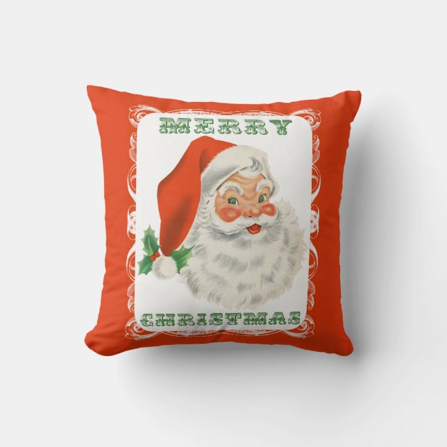Frohe Weihnachten Retro Santa Claus Kopfkissen Kissen (Vorderseite)
