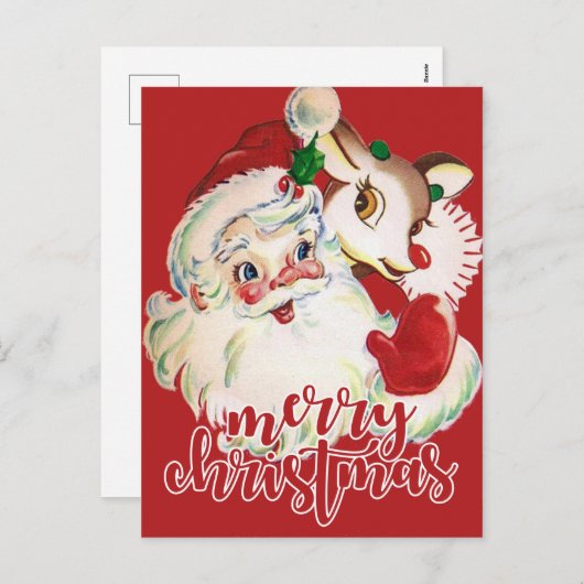 Frohe Weihnachten | Retro Santa Claus & Rudolf (Vorne/Hinten)