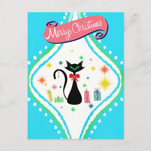 Frohe Weihnachten Retro Siamese Katze (Vorderseite)