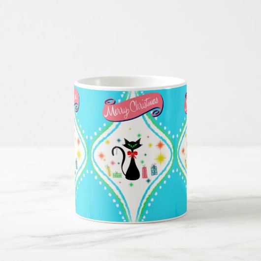 Frohe Weihnachten Retro Siamese Katze Kaffeetasse (Mittel)