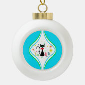 Frohe Weihnachten Retro Siamese Katze Keramik Kugel-Ornament (Vorderseite)
