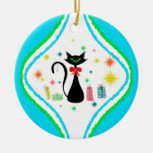 Frohe Weihnachten Retro Siamese Katze Keramik Ornament (Vorne)
