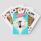Frohe Weihnachten Retro Siamese Katze Spielkarten (Rückseite)