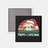 Frohe Weihnachten Retro Sloth Christmas Magnet (Vorderseite/Rückseite)