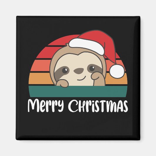Frohe Weihnachten Retro Sloth Christmas Magnet (Vorne)