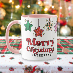 Frohe Weihnachten Retro Star Ornaments Custom Tasse