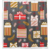 Frohe Weihnachten Retro Stars Urlaub Duschvorhang (Vorderseite)