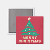 Frohe Weihnachten Retro Tree Magnet (Vorderseite/Rückseite)