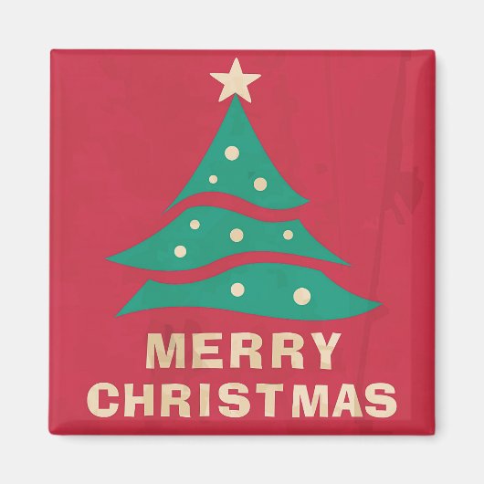 Frohe Weihnachten Retro Tree Magnet (Vorne)