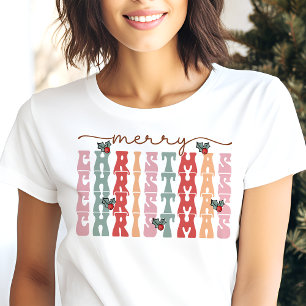 Frohe Weihnachten Retro-Typografie Feiertag Tri-Blend Shirt