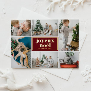 Frohe Weihnachten Retro-Typografie Rotes Fotocolla Folien Feiertagspostkarte