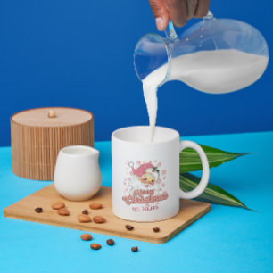 Frohe Weihnachten Retro-Typografie Santa Rosa Hut Kaffeetasse