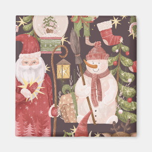 Frohe Weihnachten Retro Vintage Weihnachtsmann    Magnet