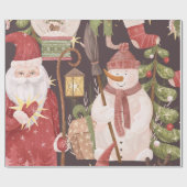 Frohe Weihnachten Retro Vintager Weihnachtsmann Geschenkpapier (Flach)