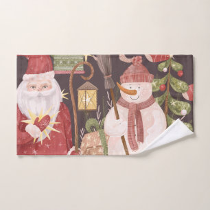 Frohe Weihnachten Retro Vintager Weihnachtsmann Handtuch