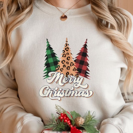 Frohe Weihnachten Retro Weihnachtsbaumen Sweatshirt