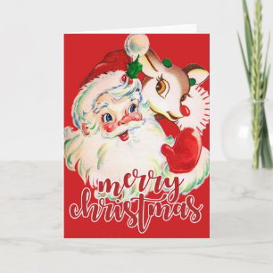 Frohe Weihnachten Retro Weihnachtsmann & Rudolf