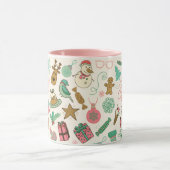 Frohe Weihnachten Retro Winter Doodles Tasse (Zentrum)